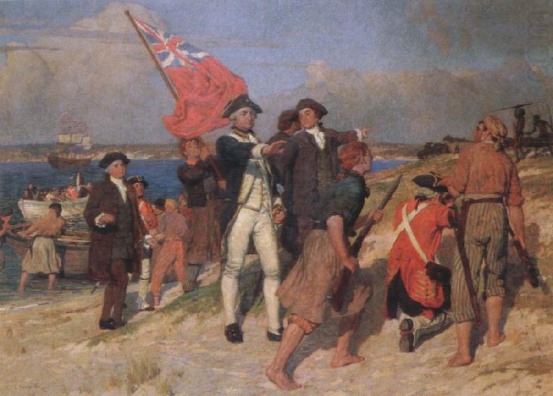 landing of captain cook at botany bay,1770, E.Phillips Fox